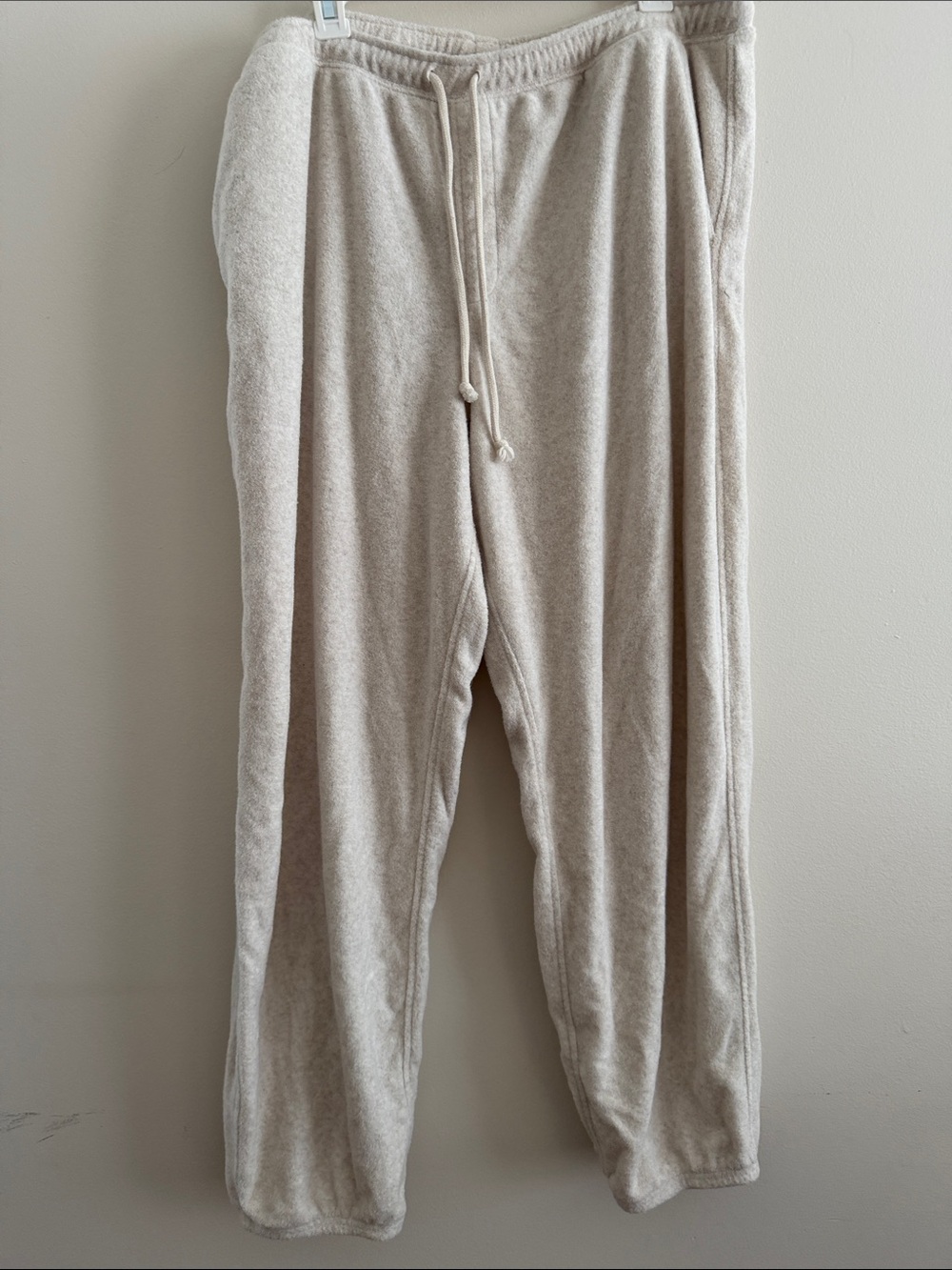 Women’s Aerie XL Cream Fleece Drawstring Joggers